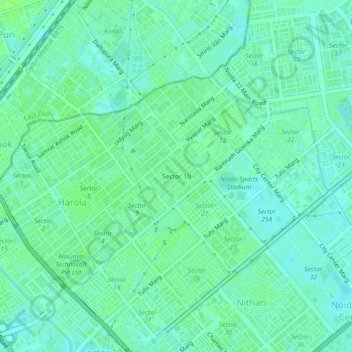 Mapa topográfico Sector 10, altitud, relieve