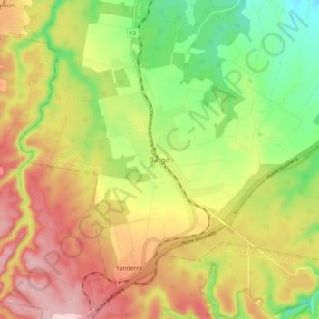 Mapa topográfico Bargo, altitud, relieve