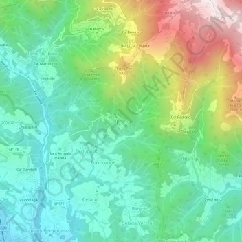 Mapa topográfico Opreno, altitud, relieve