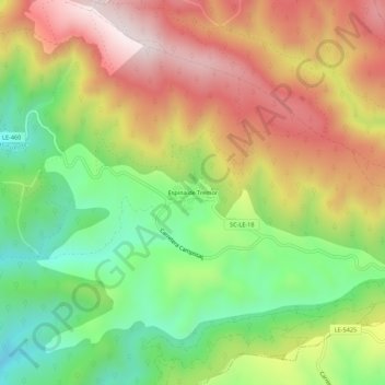 Mapa topográfico Espina de Tremor, altitud, relieve