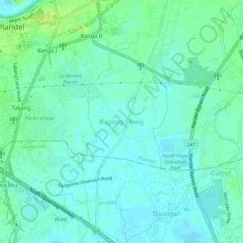 Mapa topográfico Bagong Silang, altitud, relieve