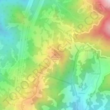 Mapa topográfico Loma del Viento, altitud, relieve
