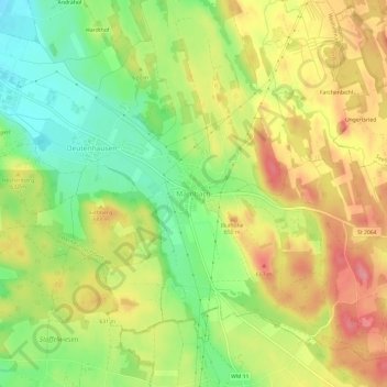 Mapa topográfico Marnbach, altitud, relieve