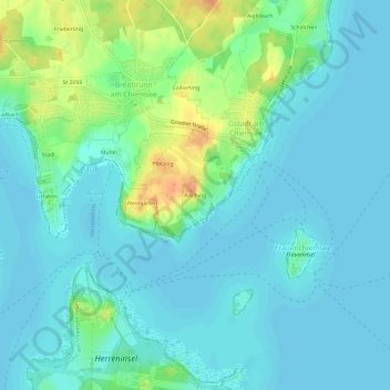 Mapa topográfico Aisching, altitud, relieve