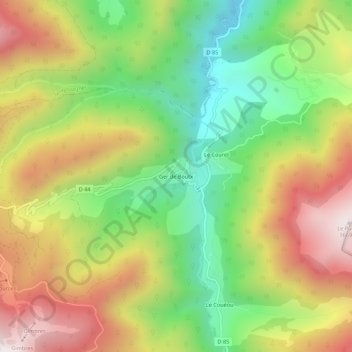 Mapa topográfico Ger de Boutx, altitud, relieve