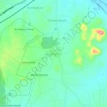 Mapa topográfico Anjanapura, altitud, relieve