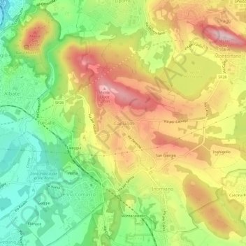 Mapa topográfico Capiago, altitud, relieve