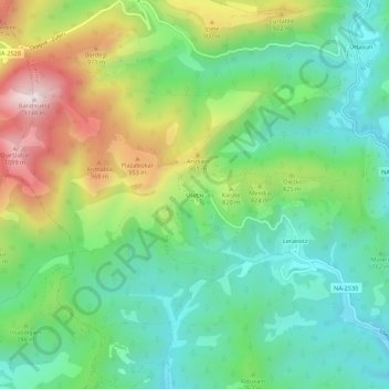 Mapa topográfico Usetxi, altitud, relieve