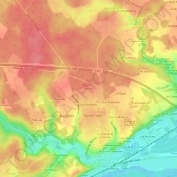 Mapa topográfico Bresne, altitud, relieve