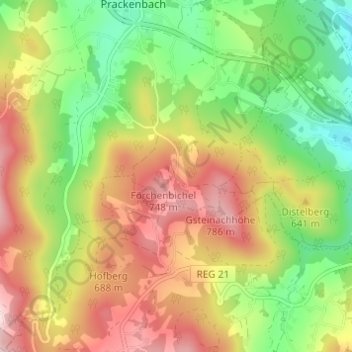 Mapa topográfico Schwaben, altitud, relieve