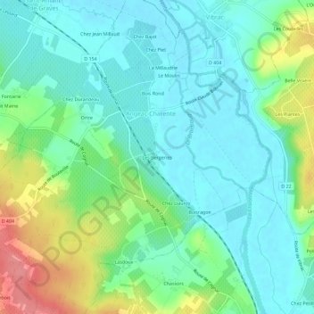 Mapa topográfico Les Bergeries, altitud, relieve