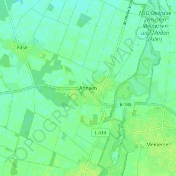 Mapa topográfico Ahnsen, altitud, relieve