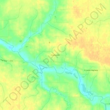 Mapa topográfico Clarksville, altitud, relieve