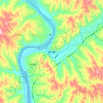 Mapa topográfico 碛口镇, altitud, relieve