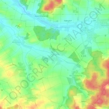 Mapa topográfico Hausen, altitud, relieve