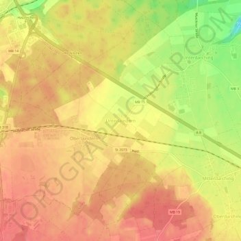 Mapa topográfico Unterlaindern, altitud, relieve