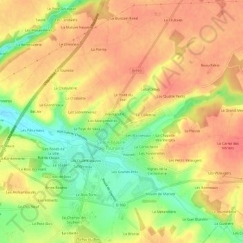 Mapa topográfico Le Sabot Rouge, altitud, relieve
