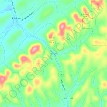 Mapa topográfico Burger, altitud, relieve