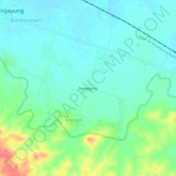 Mapa topográfico Nanggung, altitud, relieve