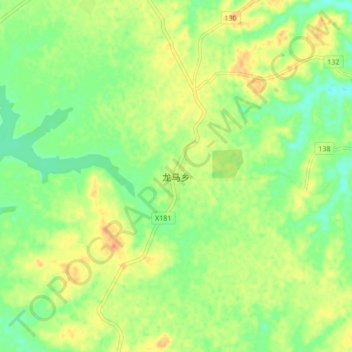 Mapa topográfico 龙马乡, altitud, relieve