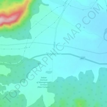 Mapa topográfico Dhaula Kuan, altitud, relieve