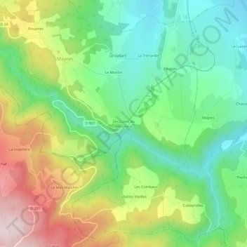 Mapa topográfico Les Cotes du Procureur, altitud, relieve