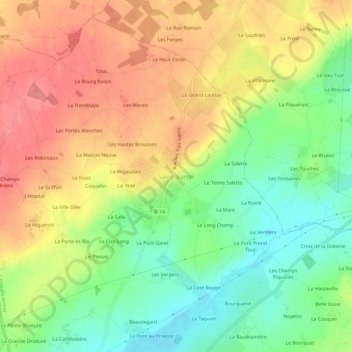 Mapa topográfico Saint-Aaron, altitud, relieve