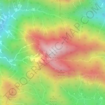 Mapa topográfico Monte Gran Pala, altitud, relieve