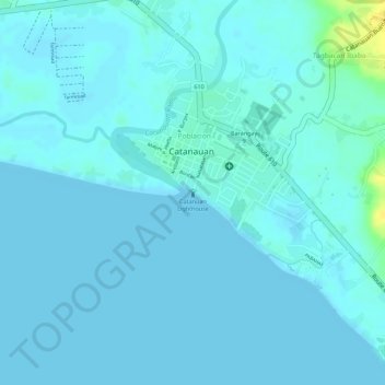 Mapa topográfico Catanuan Lighthouse, altitud, relieve