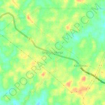 Mapa topográfico Sindang Marga, altitud, relieve