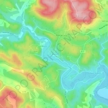 Mapa topográfico Les Mauniers, altitud, relieve