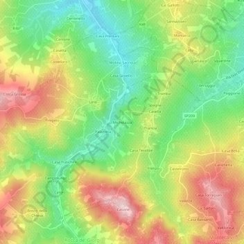Mapa topográfico Michelazza, altitud, relieve