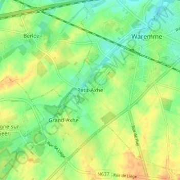 Mapa topográfico Petit-Axhe, altitud, relieve
