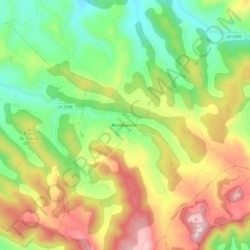 Mapa topográfico Montblanquet, altitud, relieve