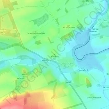 Mapa topográfico Blue Bell Hill, altitud, relieve
