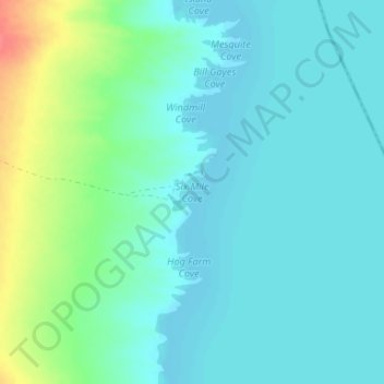 Mapa topográfico Six Mile Cove, altitud, relieve