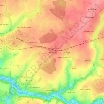 Mapa topográfico La Colonne, altitud, relieve