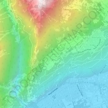 Mapa topográfico Aven, altitud, relieve