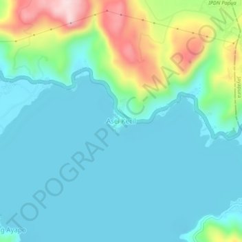 Mapa topográfico Asei Kecil, altitud, relieve