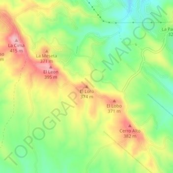 Mapa topográfico El Loro, altitud, relieve