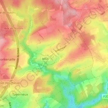 Mapa topográfico Sommerain, altitud, relieve