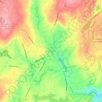 Mapa topográfico Huntington, altitud, relieve