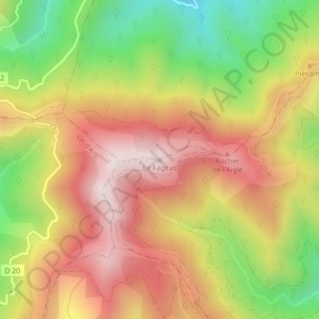 Mapa topográfico Le Fageas, altitud, relieve