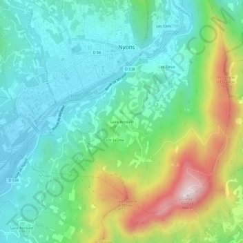 Mapa topográfico Saint Rimbert, altitud, relieve