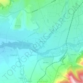 Mapa topográfico Talltorta, altitud, relieve