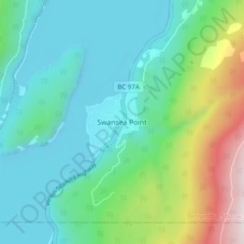 Mapa topográfico Swansea Point, altitud, relieve