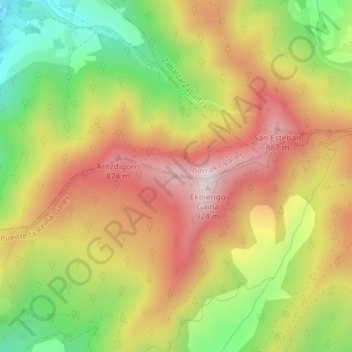 Mapa topográfico Peña Redonda, altitud, relieve