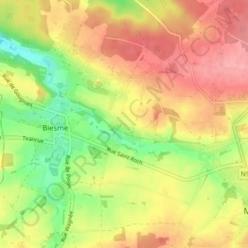 Mapa topográfico Nefzée, altitud, relieve