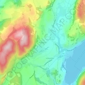 Mapa topográfico Chassigneux, altitud, relieve