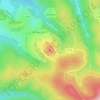 Mapa topográfico Rocher de Dabo, altitud, relieve